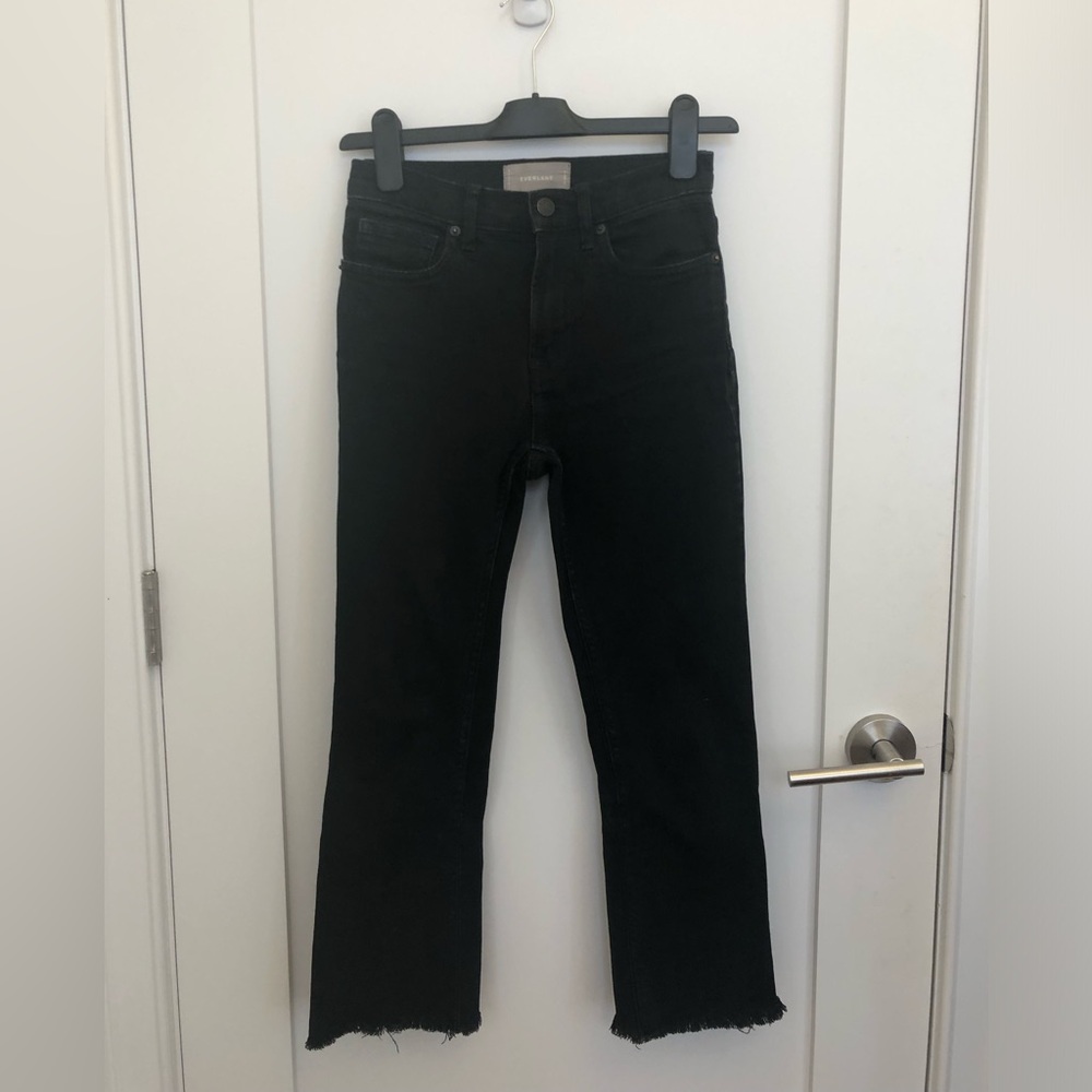 Black High-Waisted Cropped Everlane Jeans